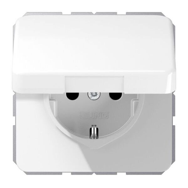 JUNG Steckdose SCHUKO CD1520BFKLWW mit Klappdeckel Serie CD Alpinwei&szlig;