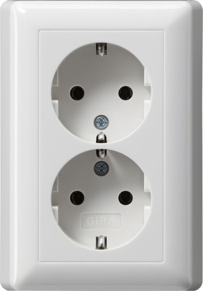GIRA Doppelsteckdose SCHUKO 078003 Standard 55 Reinwei&szlig; gl&auml;nzend