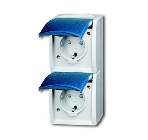 BUSCH-JAEGER Steckdose 20-02 EBW-53 2-f.senkrecht ocean gr/blgr
