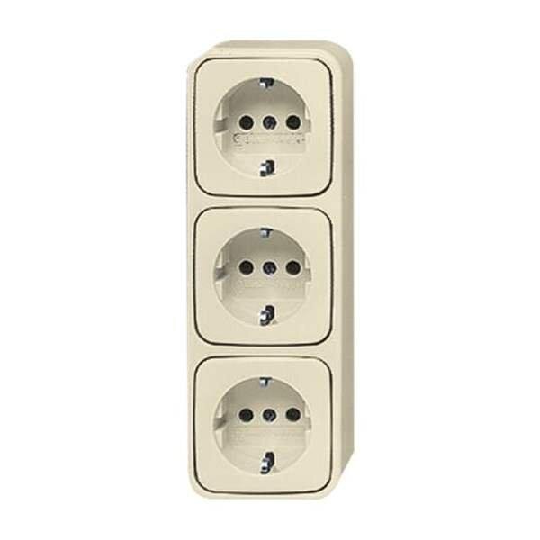 BUSCH-JAEGER AP-Steckdose SCHUKO 2300-03 EAP 3fach cremewei&szlig;