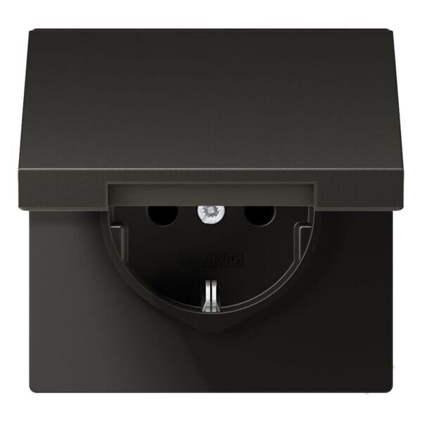 JUNG Steckdose SCHUKO AL1520KLAN 16A 250V Klappdeckel Aluminium lackiert Serie LS anthrazit