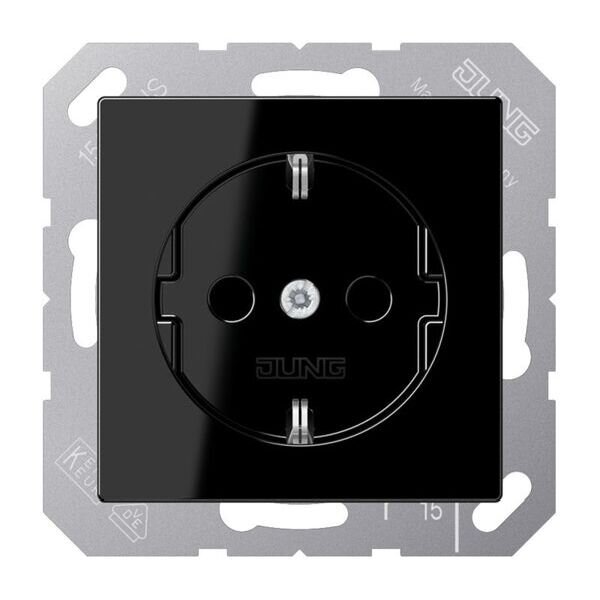JUNG Steckdose SCHUKO A1520KISW 16A 250V integrierter erh&ouml;hter Ber&uuml;hrungsschutz SAFETY+ Duroplast Serie A schwarz