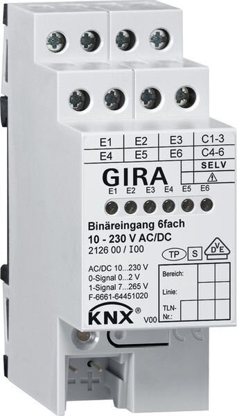 GIRA Bin&auml;reingang 212600 6fach 10-230V AC/DC REG KNX