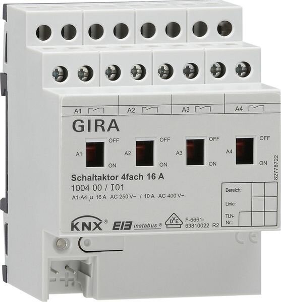 GIRA Aktor 100400 KNX/EIB Schalten 4fach 16A REG