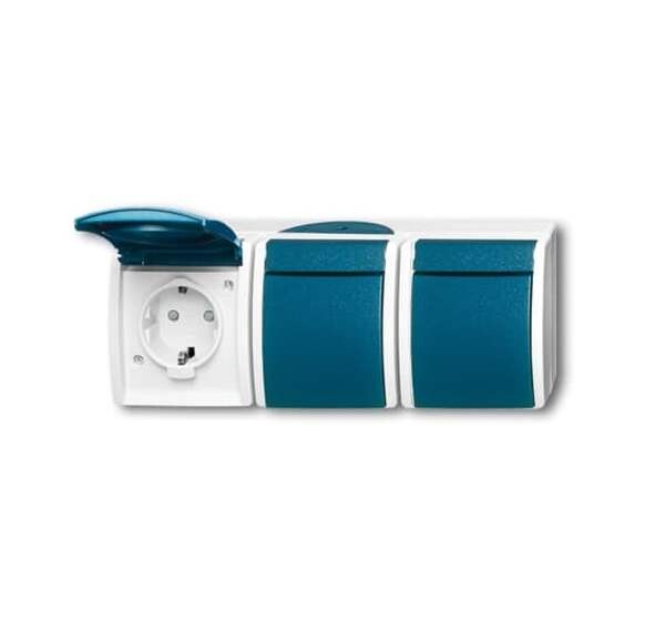 BUSCH-JAEGER Steckdose 2300/3 EBW-53 3-f.waagerecht gr/blgr