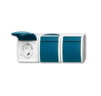 BUSCH-JAEGER Steckdose 2300/3 EBW-53 3-f.waagerecht gr/blgr