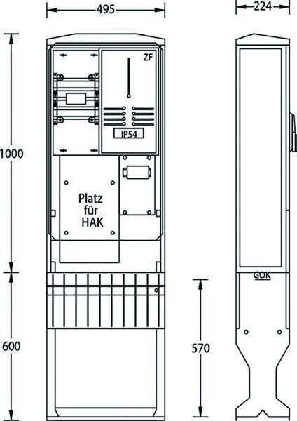 UESA Z&auml;hleranschlusss&auml;ule ZAS-1-FL Flachschrank TEN