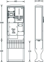 UESA Zähleranschlusssäule ZAS-1-FL Flachschrank...