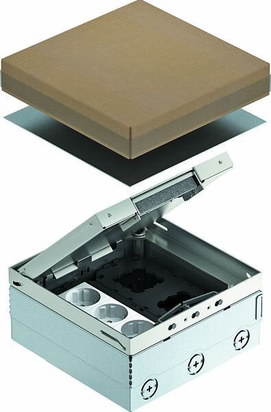 OBO Bodentank komplett UDHOME4 2V V 3fach-Steckdose Edelstahl