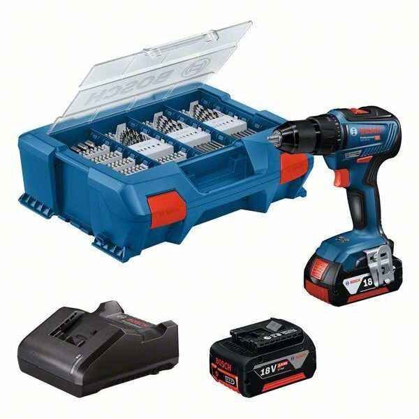 BOSCH Akku-Bohrschrauber GSR 18V-55 2x5.0Ah L-Case 100tlg Zubeh&ouml;r