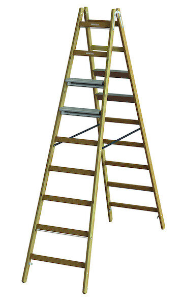 PROT Holz-Stehleiter PHSLAB29 Alu-Stufen beids. 2x9 L:2,75m