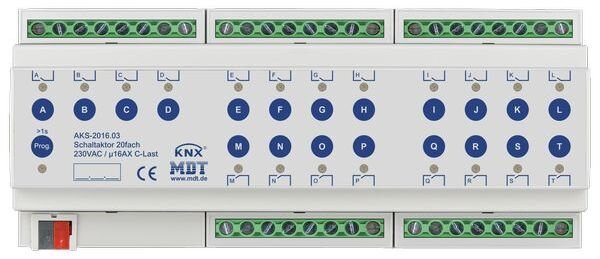 MDT Schaltaktor AKS-2016.03 20fach 12TE REG 16A 230VAC