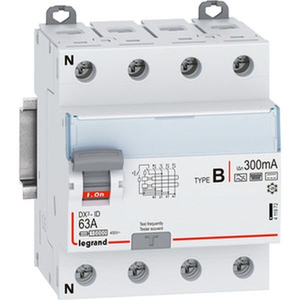 LEGRAND FI-Schutzschalter allstromsensitiv DX3 63A 4-pol.300mA Typ B 400VAC N
