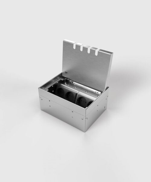 Bodensteckdosen Systemtechnik Bodensteckdose mit Deckel Alu Natur 4x Schuko