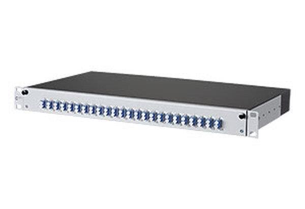 METZ CONNECT Patchfeld OpDAT slide splice 24xLC-D blau OS2 grau