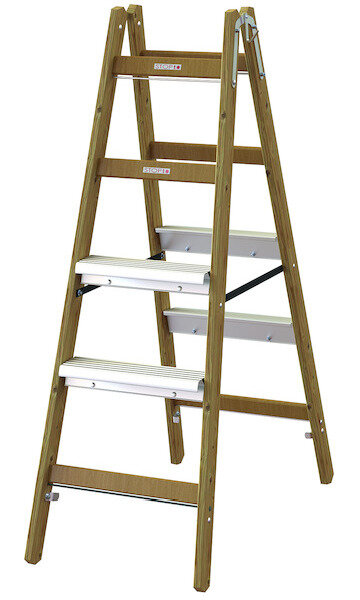 PROT Holz-Stehleiter PHSLAB25 Alu-Stufen beids. 2x5 L:1,47m