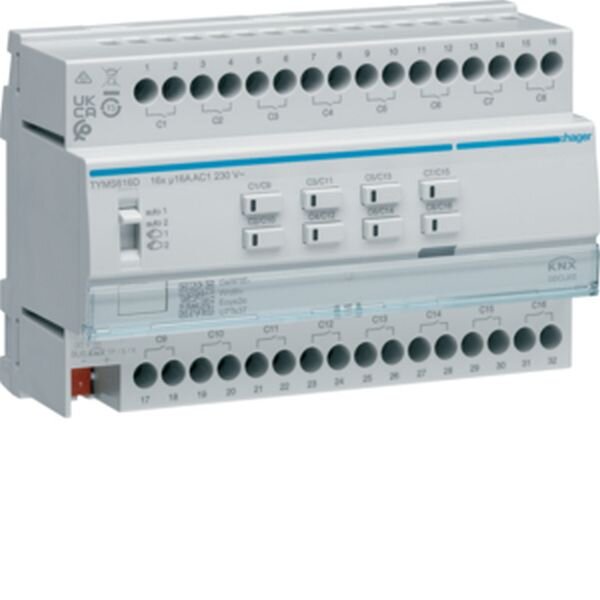 HAGER Schalt-/Jalousieaktor 16/8fach KNX Secure 16A C-Last