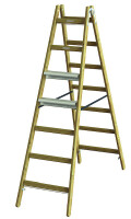 PROT Holz-Stehleiter PHSLAE27 Alu-Stufen eins. 2x7 L:1,97m