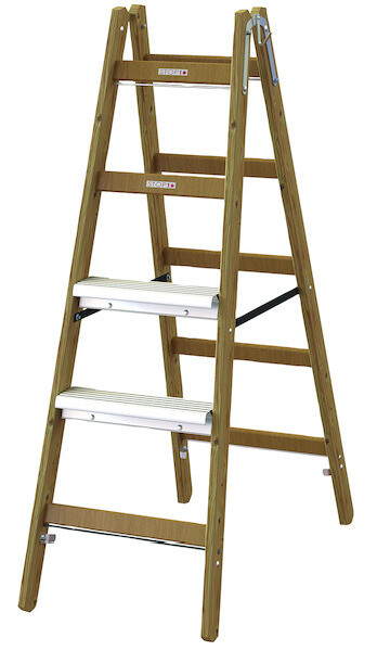 PROT Holz-Stehleiter PHSLAE25 Alu-Stufen eins. 2x5 L:1,47m