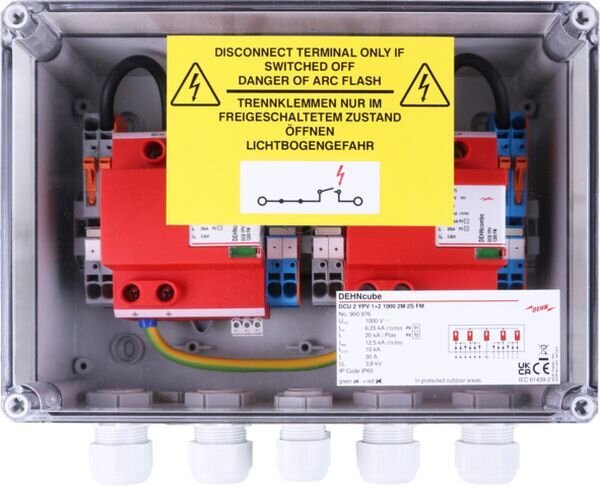 DEHN Generatoranschlusskasten IP65 2 MPPT und je 2 Strings b. 1000V DC