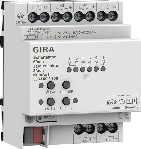 GIRA Schalt-/Jalousieaktor 503300 6f/3f 16 A REG Kmf KNX Secure