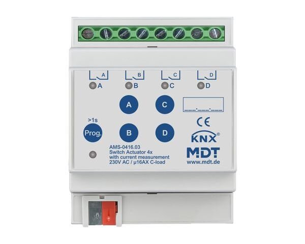 MDT Schaltaktor 4-fach 4TE REG 16 A 230 V AC C-Last