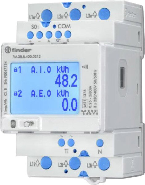FINDER Multifunktions-Energiez&auml;hler LCD 2 x S0 IR NFC MID