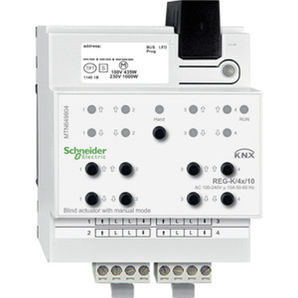 Schneider Electric Jalousieaktor REG-K/4x/10 mit Handbet&auml;tigung lichtgrau