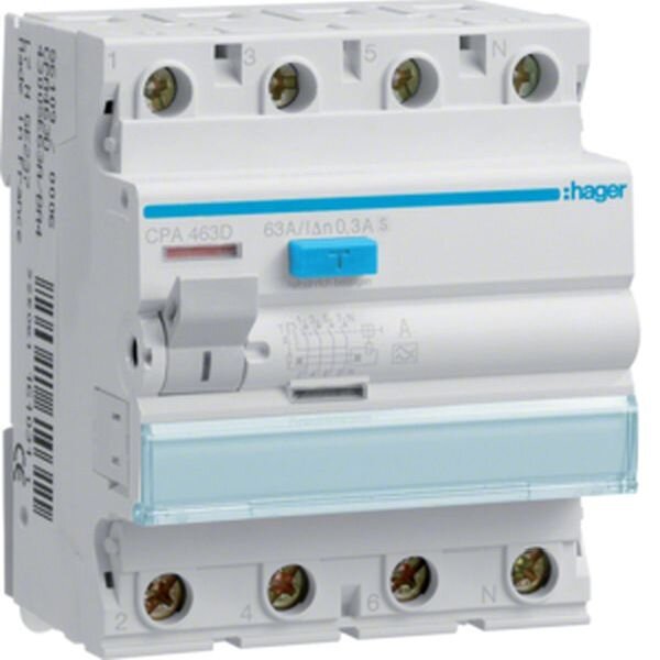 HAGER FI-Schutzschalter CPA463D 63/0,3A 4polig