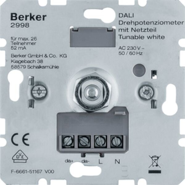 BERKER Drehpotenziometer 2998 DALI Tunable white mit Netzteil
