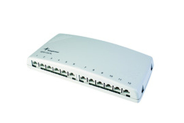 TELEG&Auml;RTNERmini Verteiler lichtgrau 12xRJ45 Cat.6A ISOmPD12-HS geschirmt