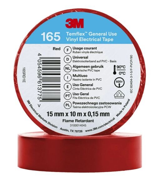 3M Temflex Isolierband 165 Rot 15mmx10m
