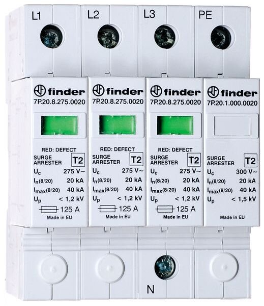 FINDER SPD &Uuml;berspannungsableiter Typ 2 f&uuml;r 3-phasige TN-S und TT-Netze