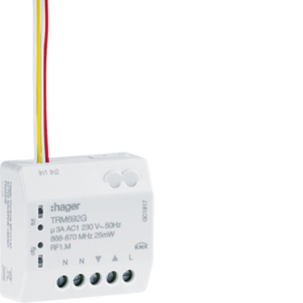 HAGER Funk-UP-Jalousieaktor TRM692G 1fach/Bin&auml;reingang 2fach 3A