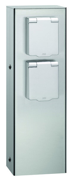 LCD Steckdosens&auml;ule LB24 2fach aus Polycarbonat Edelstahl