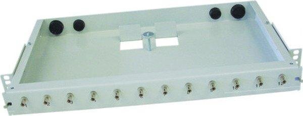 Paschke Datensysteme 19 1HE Spleissbox RAL7035 ausz. mit 12x SCd Kupplungen BLAU SM OS2