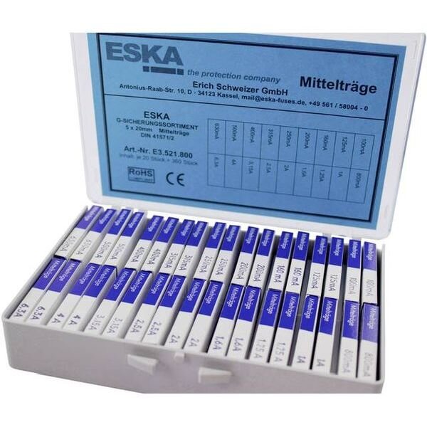 ESKA Sicherungssortiment 360x 5x20mm Feinsicherungen mitteltr&auml;ge