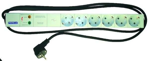 1PROT Steckdosenleiste 19&quot; 1HE 6-Fach PSSLUEN GVS &Uuml;berspannung + Netzfilter