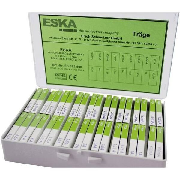 ESKA Sicherungssortiment 360x 5x20mm Feinsicherungen tr&auml;ge sorti