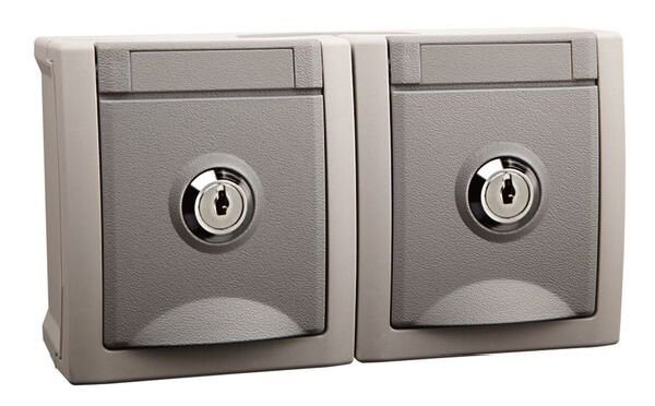 Pacific Steckdose abschlie&szlig;bar 2fach 90591071-DE Nr. 1 FR-AP IP54