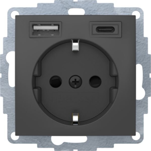 BERKER Steckdose SCHUKO 48041606 USB A-C B.3 anthrazit matt