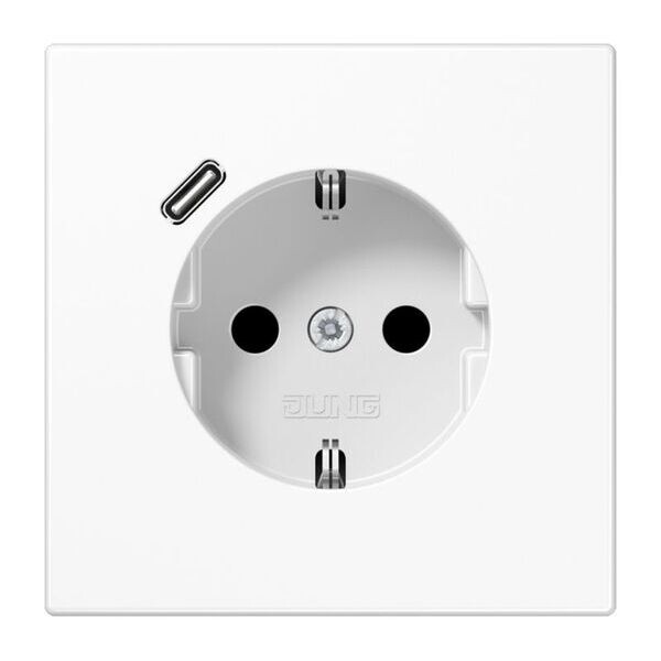 JUNG Steckdose SCHUKO LS1520-18CWW 16A 250V mit USB-Ladeger&auml;t 1xTyp C integrierter erh&ouml;hter Ber&uuml;hrungsschutz SAFETY+ Serie LS alpinwei&szlig;