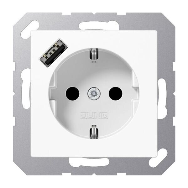 JUNG Steckdose SCHUKO A1520-18AWW mit USB Typ A mit erh. BS