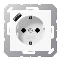 JUNG Steckdose SCHUKO A1520-18AWW mit USB Typ A mit erh. BS