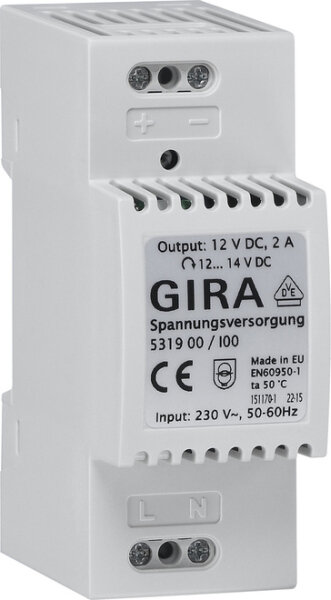 GIRA Spannungsversorgung 531900 DC 12 V 2 A REG