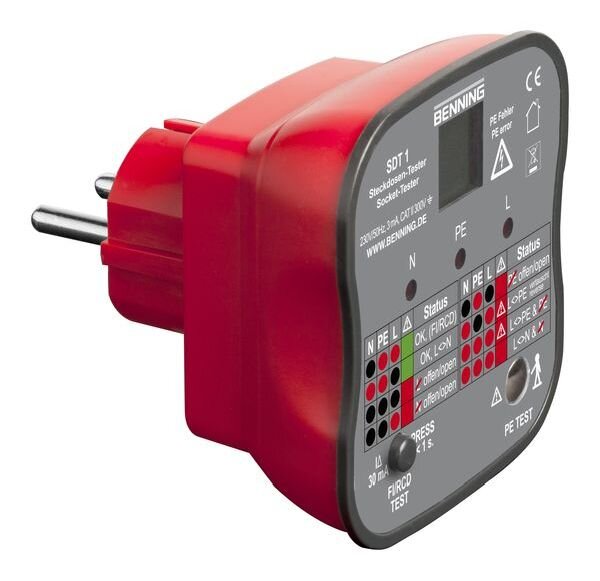 BENNING Steckdosentester SDT1 RCD-Test 30mA Ausl&ouml;sung