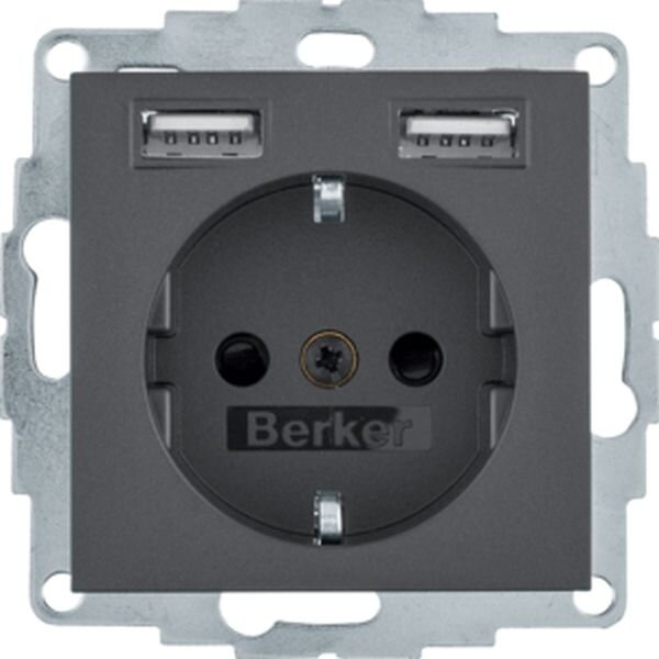 BERKER Steckdose SCHUKO 48031606 USB A-A anthrazit matt
