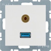 BERKER USB/3,5mm Audio Steckdose 3315398989 polarweiss...