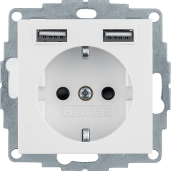 BERKER Steckdose SCHUKO 48038989 USB A-A polarwei&szlig; gl&auml;nzend