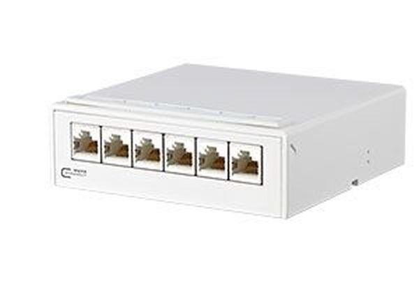 METZ CONNECT Patchpanel Aufputz-Verteiler E-DAT C6A6 6xRJ45 Cat.6A-ISO reinweiss